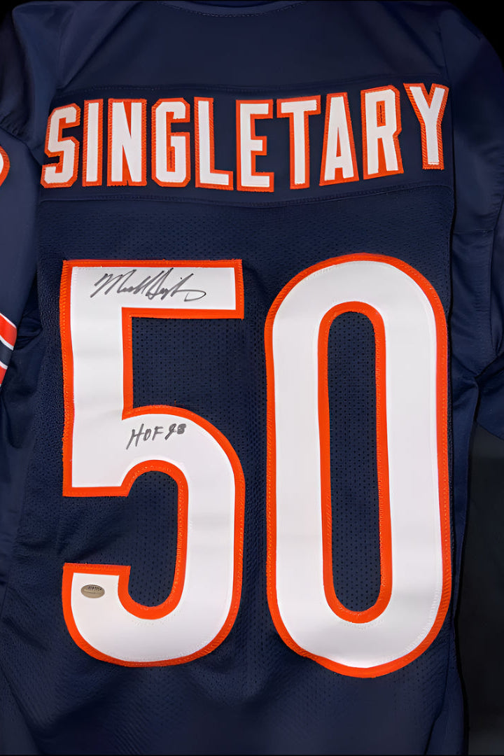 Mike Singletary Signed Custom Bears Jersey w/ HOF Inscription - Schwartz COA #01